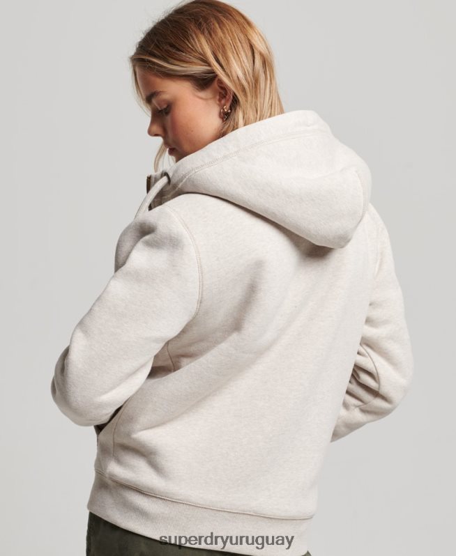 uy Superdry mujer sudadera con capucha y cremallera de borgoña de oso negro de algodón orgánico gris claro DT2N8Z6093 ropa