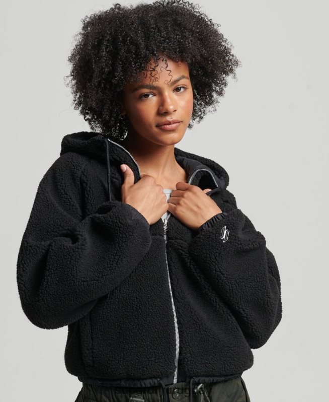 uy Superdry mujer sudadera con capucha y cremallera negro DT2N8Z3401 ropa