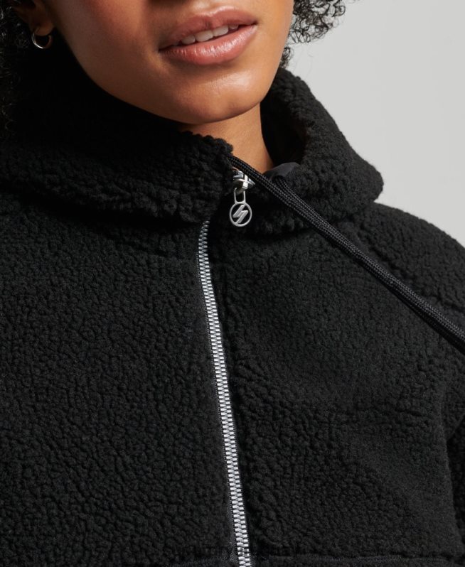 uy Superdry mujer sudadera con capucha y cremallera negro DT2N8Z3401 ropa