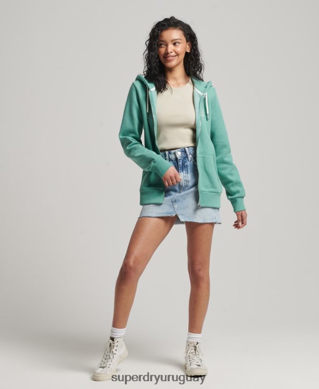 uy Superdry mujer sudadera con capucha y cremallera vintage cali verde DT2N8Z2271 ropa
