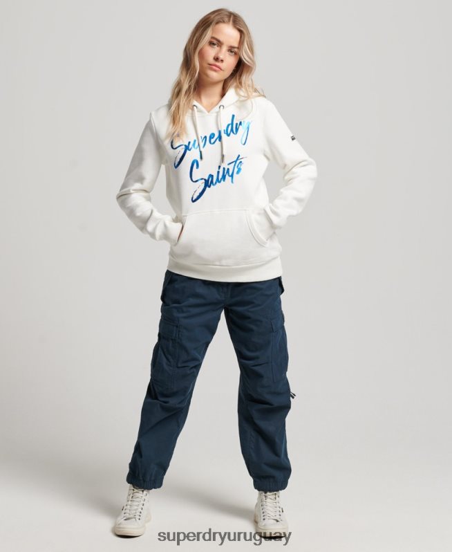 uy Superdry mujer sudadera con capucha y detalles blanco DT2N8Z2210 ropa