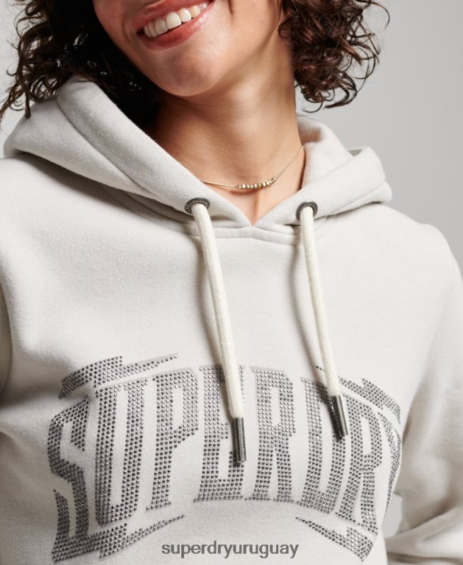 uy Superdry mujer sudadera con capucha y detalles gris claro DT2N8Z3280 ropa