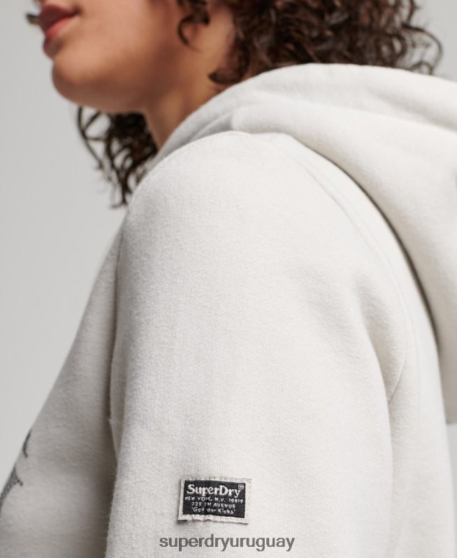 uy Superdry mujer sudadera con capucha y detalles gris claro DT2N8Z3280 ropa