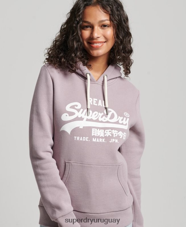 uy Superdry mujer sudadera con capucha y detalles púrpura DT2N8Z3346 ropa