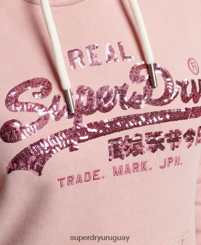 uy Superdry mujer sudadera con capucha y detalles rosa DT2N8Z3314 ropa