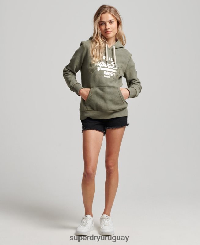 uy Superdry mujer sudadera con capucha y detalles verde DT2N8Z3284 ropa