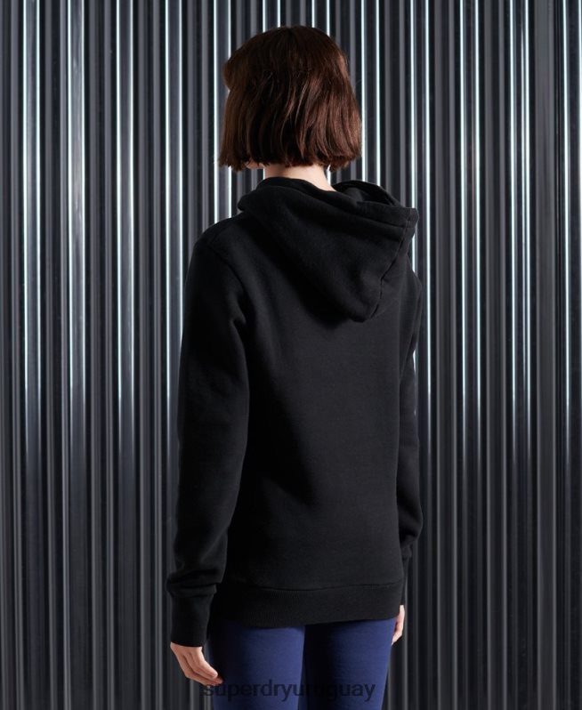uy Superdry mujer sudadera con capucha y foto de nyc con logo vintage negro DT2N8Z3503 ropa
