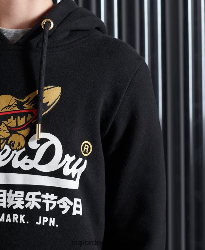 uy Superdry mujer sudadera con capucha y foto de nyc con logo vintage negro DT2N8Z3503 ropa