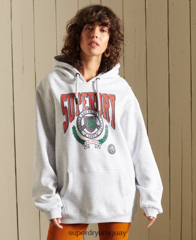 uy Superdry mujer sudadera con capucha y gráfico boho ana gris claro DT2N8Z5956 ropa