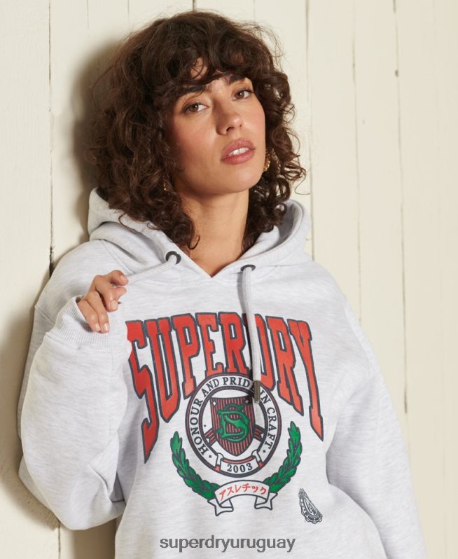 uy Superdry mujer sudadera con capucha y gráfico boho ana gris claro DT2N8Z5956 ropa