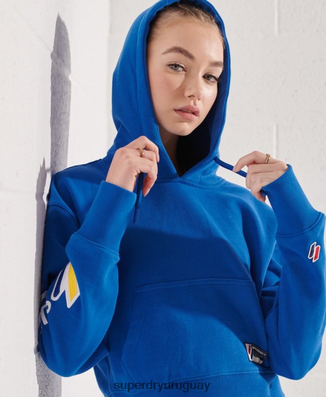 uy Superdry mujer sudadera con capucha y gráfico de código azul DT2N8Z3490 ropa