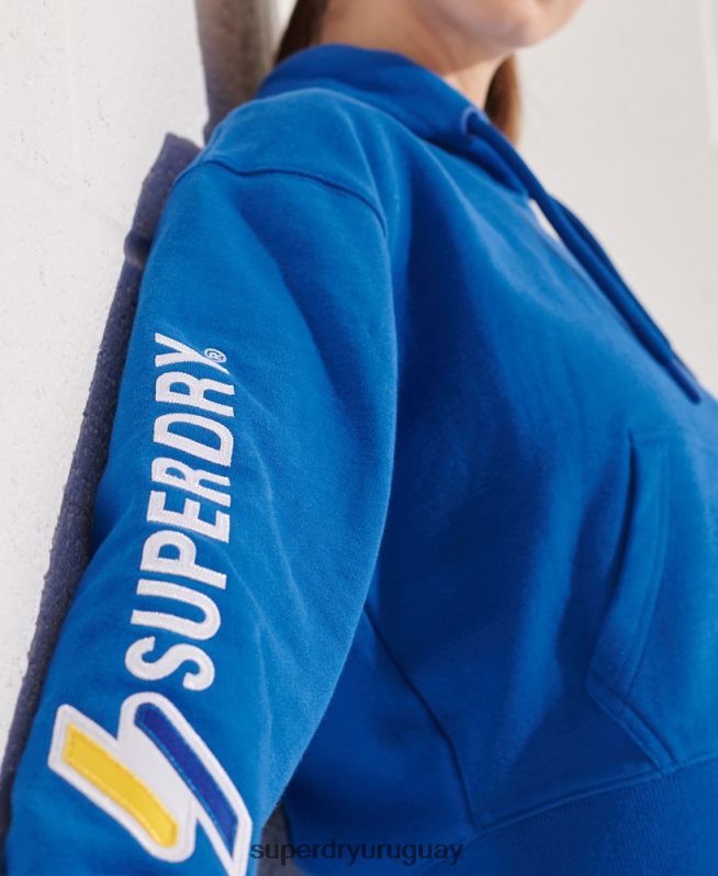 uy Superdry mujer sudadera con capucha y gráfico de código azul DT2N8Z3490 ropa