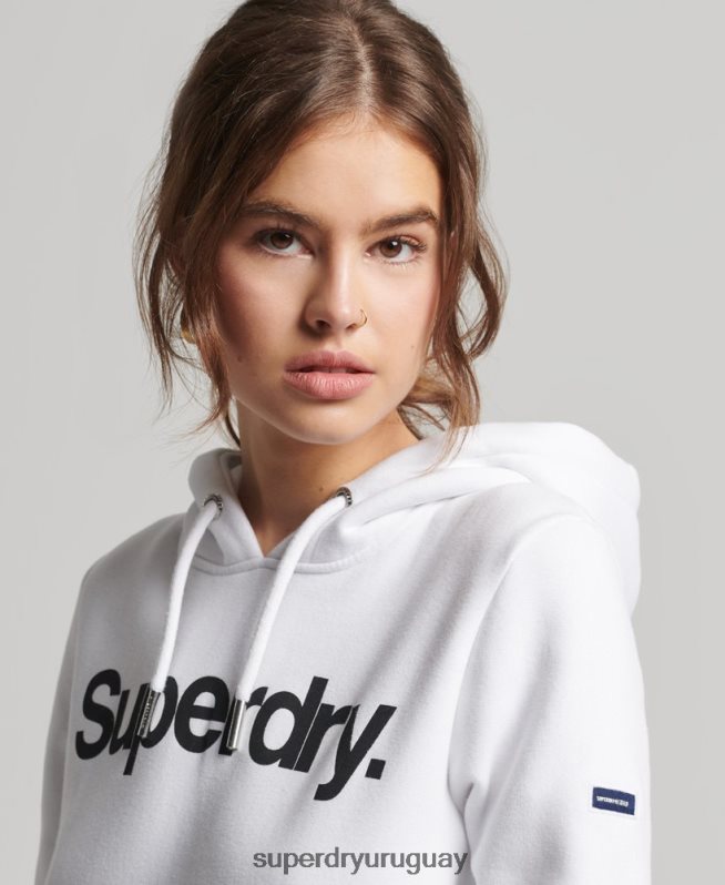 uy Superdry mujer sudadera con capucha y logo blanco DT2N8Z3466 ropa