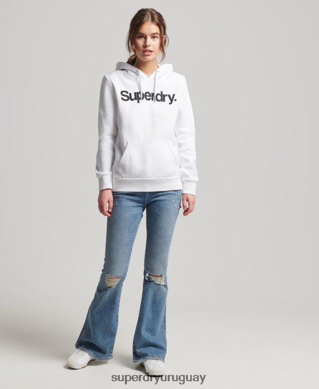 uy Superdry mujer sudadera con capucha y logo blanco DT2N8Z3466 ropa