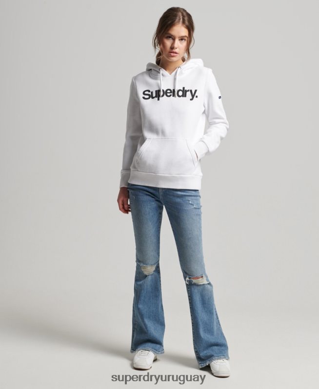 uy Superdry mujer sudadera con capucha y logo blanco DT2N8Z3484 ropa