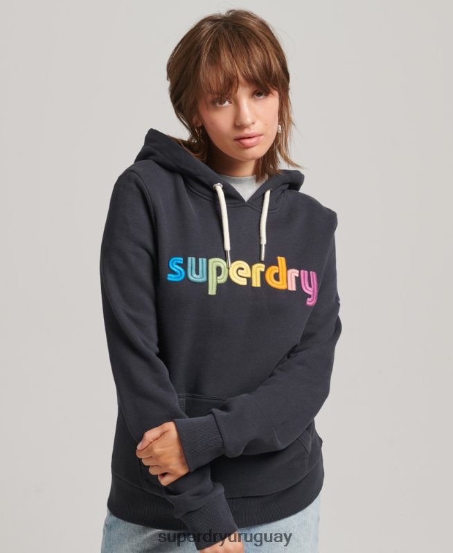 uy Superdry mujer sudadera con capucha y logo bordado Armada DT2N8Z3428 ropa