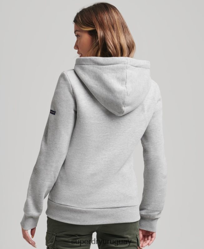 uy Superdry mujer sudadera con capucha y logo bordado gris DT2N8Z3446 ropa