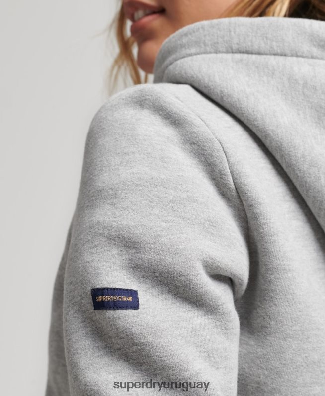uy Superdry mujer sudadera con capucha y logo bordado gris DT2N8Z3446 ropa