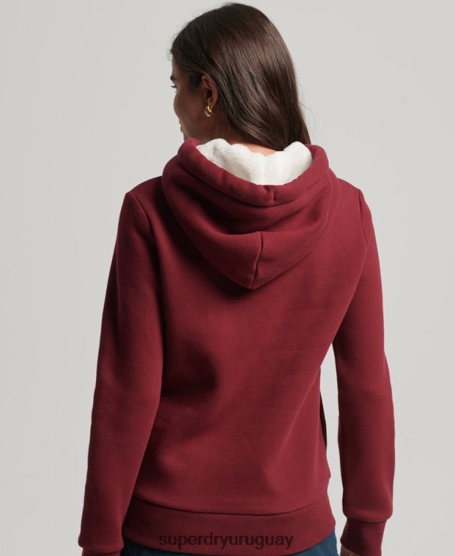 uy Superdry mujer sudadera con capucha y logo bordado rojo DT2N8Z6025 ropa