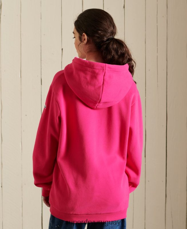 uy Superdry mujer sudadera con capucha y logo central rosa DT2N8Z5994 ropa