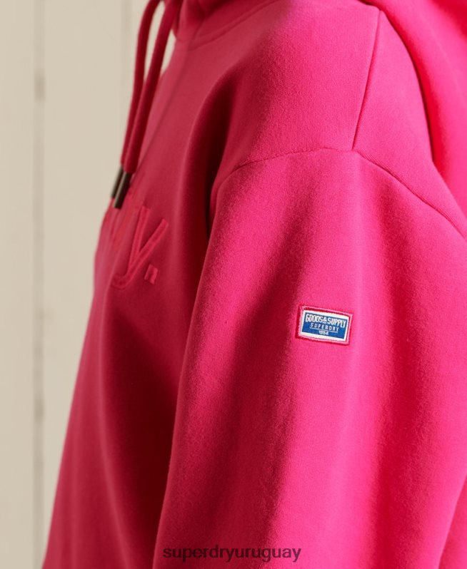 uy Superdry mujer sudadera con capucha y logo central rosa DT2N8Z5994 ropa
