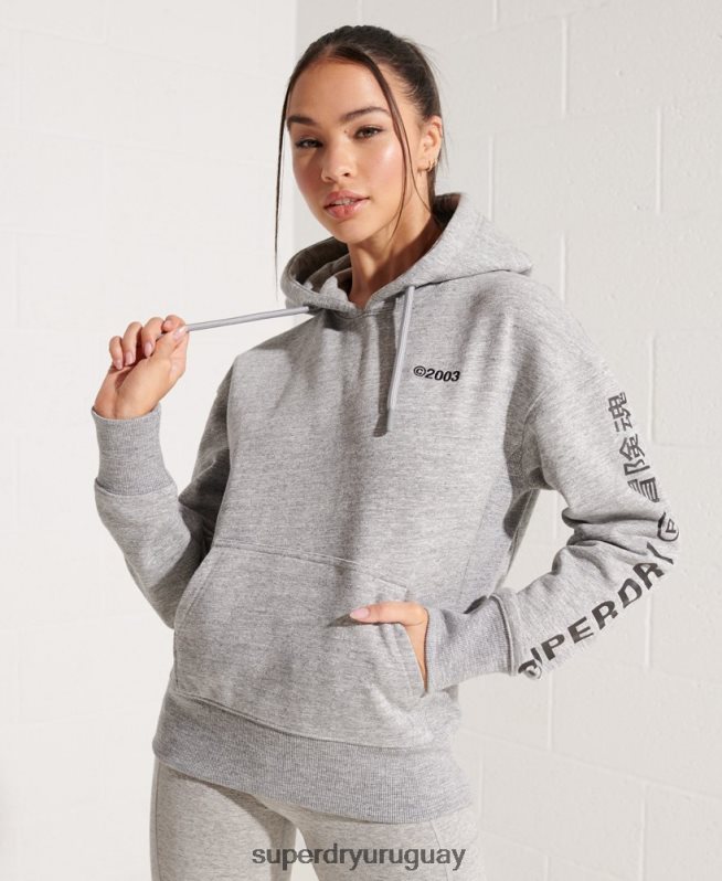 uy Superdry mujer sudadera con capucha y logo corporativo gris claro DT2N8Z6179 ropa