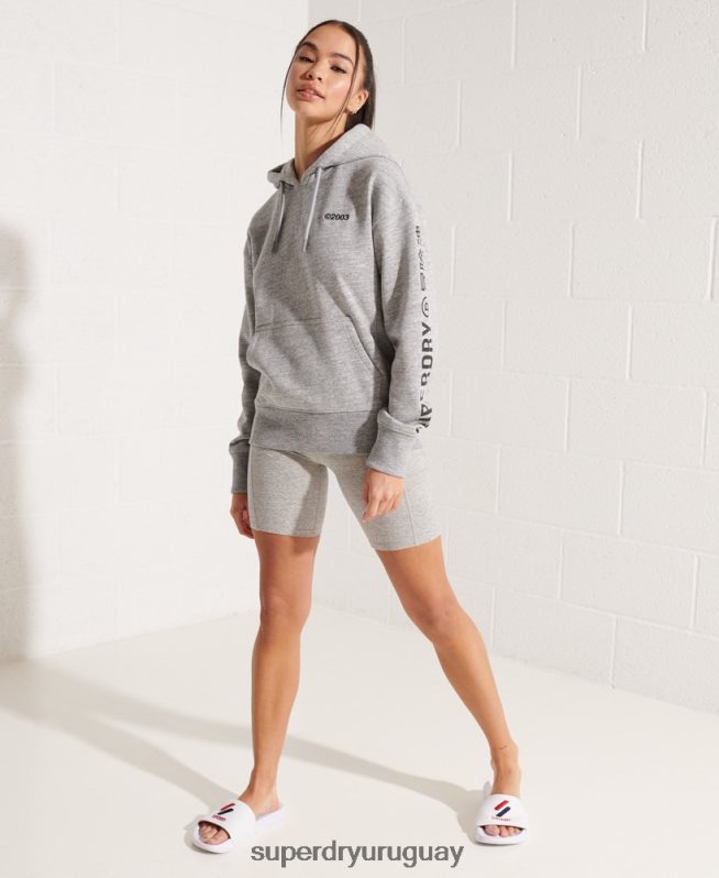 uy Superdry mujer sudadera con capucha y logo corporativo gris claro DT2N8Z6179 ropa