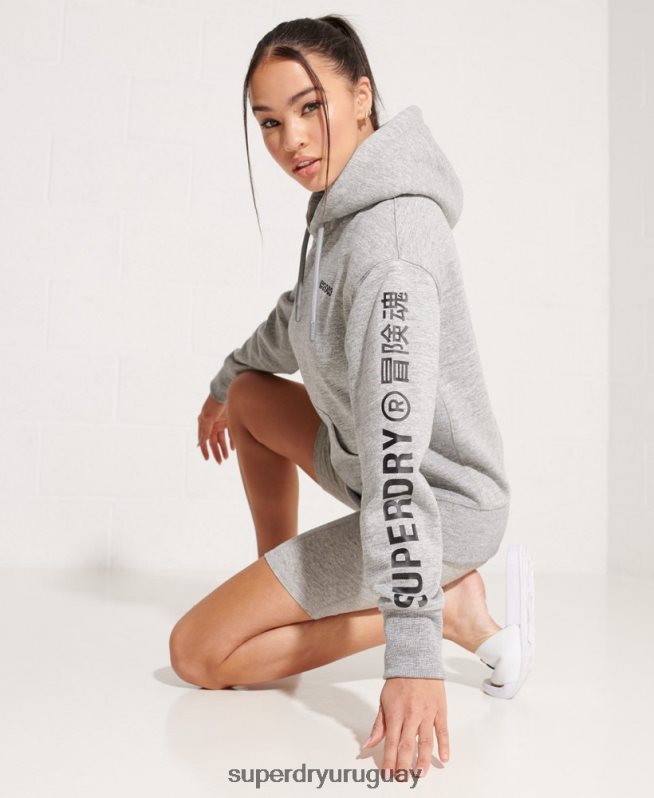 uy Superdry mujer sudadera con capucha y logo corporativo gris claro DT2N8Z6179 ropa