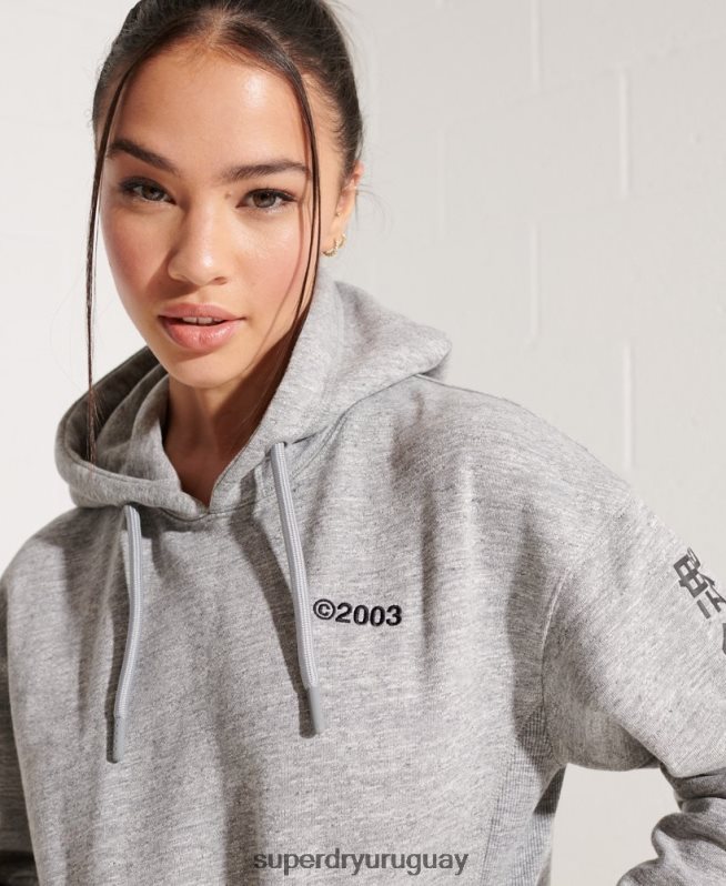 uy Superdry mujer sudadera con capucha y logo corporativo gris claro DT2N8Z6179 ropa