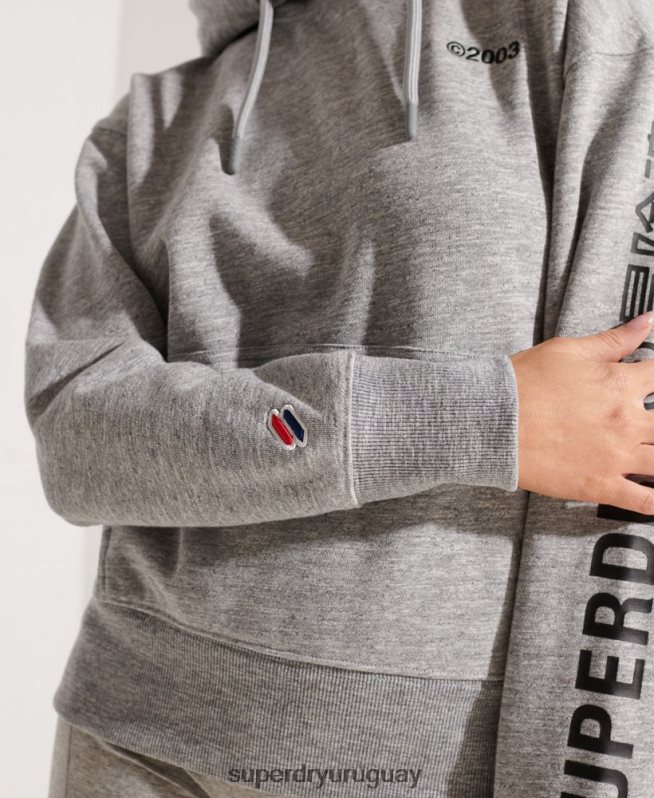 uy Superdry mujer sudadera con capucha y logo corporativo gris claro DT2N8Z6179 ropa