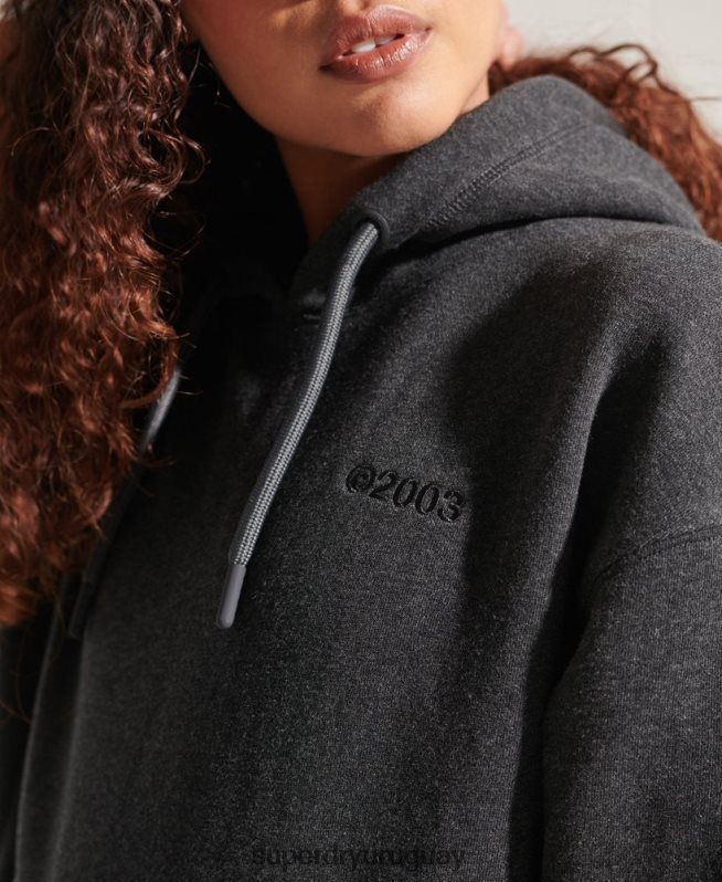 uy Superdry mujer sudadera con capucha y logo corporativo gris oscuro DT2N8Z6125 ropa