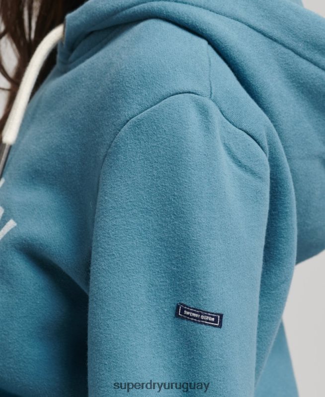 uy Superdry mujer sudadera con capucha y logo de algodón orgánico azul DT2N8Z5942 ropa