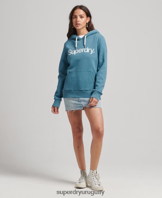 uy Superdry mujer sudadera con capucha y logo de algodón orgánico azul DT2N8Z5942 ropa