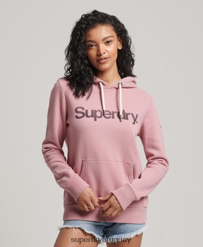 uy Superdry mujer sudadera con capucha y logo de algodón orgánico rosa DT2N8Z5967 ropa