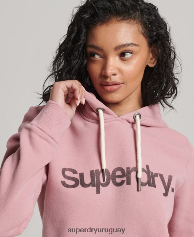 uy Superdry mujer sudadera con capucha y logo de algodón orgánico rosa DT2N8Z5967 ropa