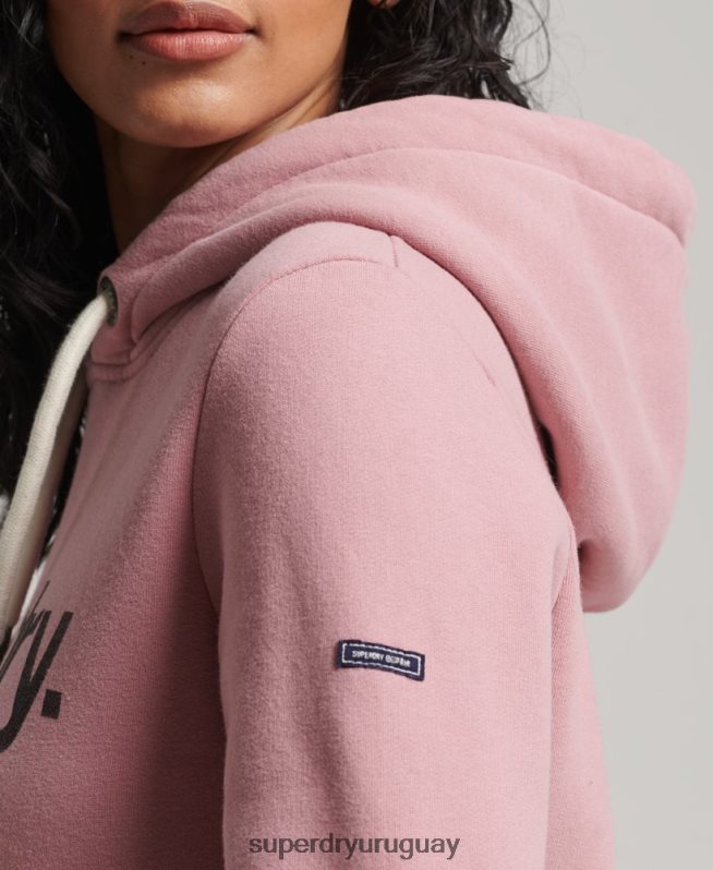 uy Superdry mujer sudadera con capucha y logo de algodón orgánico rosa DT2N8Z5967 ropa