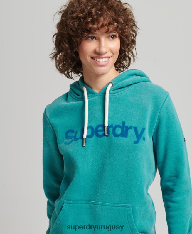 uy Superdry mujer sudadera con capucha y logo de los años 80 azul DT2N8Z6073 ropa