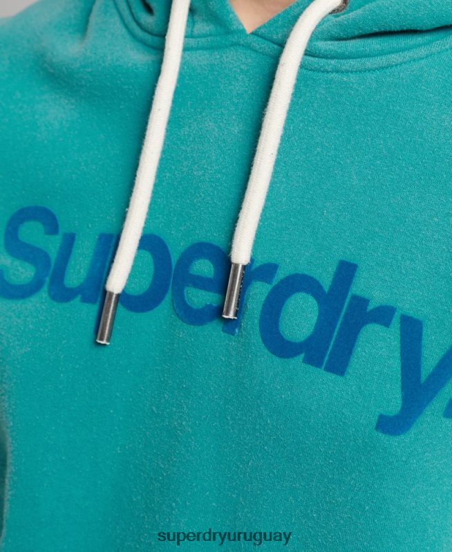 uy Superdry mujer sudadera con capucha y logo de los años 80 azul DT2N8Z6073 ropa