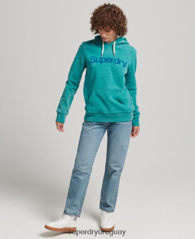 uy Superdry mujer sudadera con capucha y logo de los años 80 azul DT2N8Z6073 ropa
