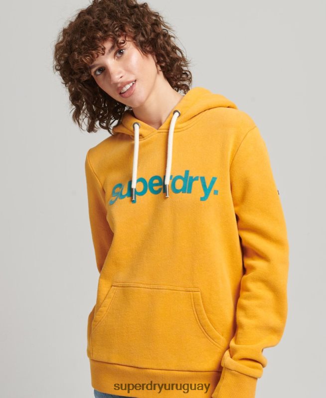 uy Superdry mujer sudadera con capucha y logo de los años 80 oro DT2N8Z5939 ropa