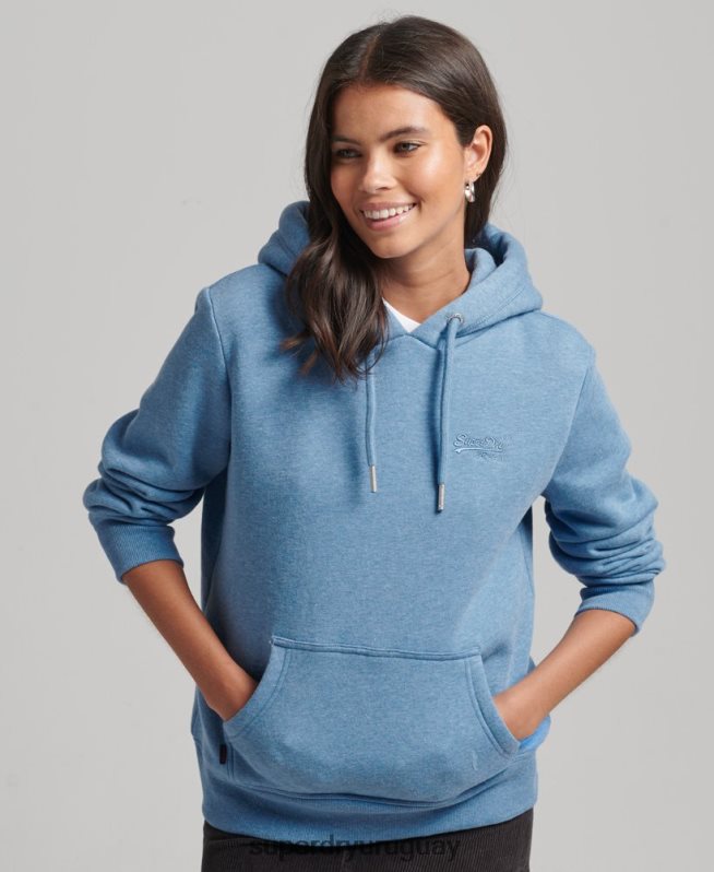 uy Superdry mujer sudadera con capucha y logo esencial de algodón orgánico azul DT2N8Z5746 ropa