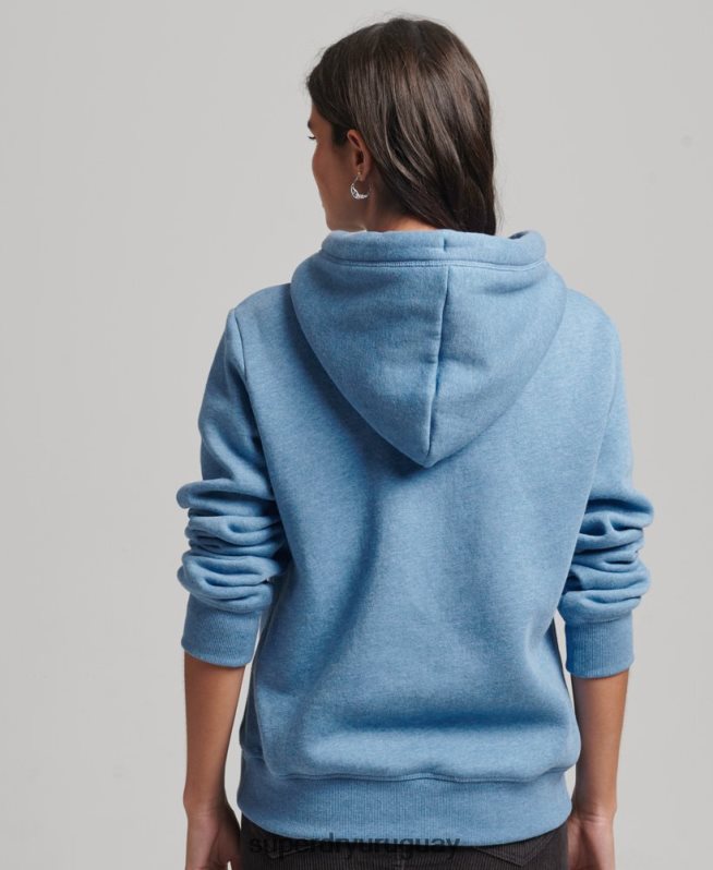 uy Superdry mujer sudadera con capucha y logo esencial de algodón orgánico azul DT2N8Z5746 ropa