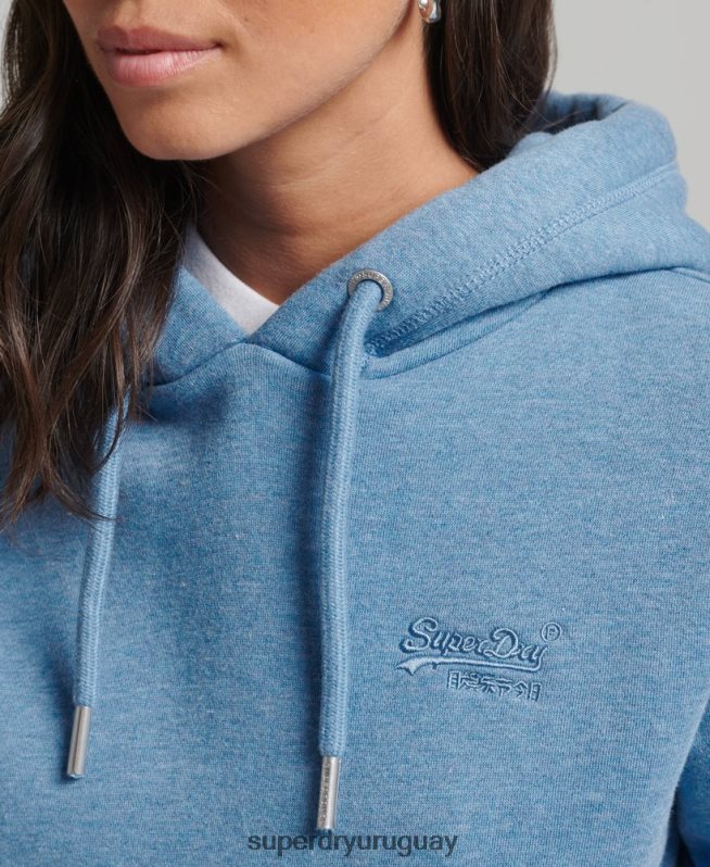 uy Superdry mujer sudadera con capucha y logo esencial de algodón orgánico azul DT2N8Z5746 ropa