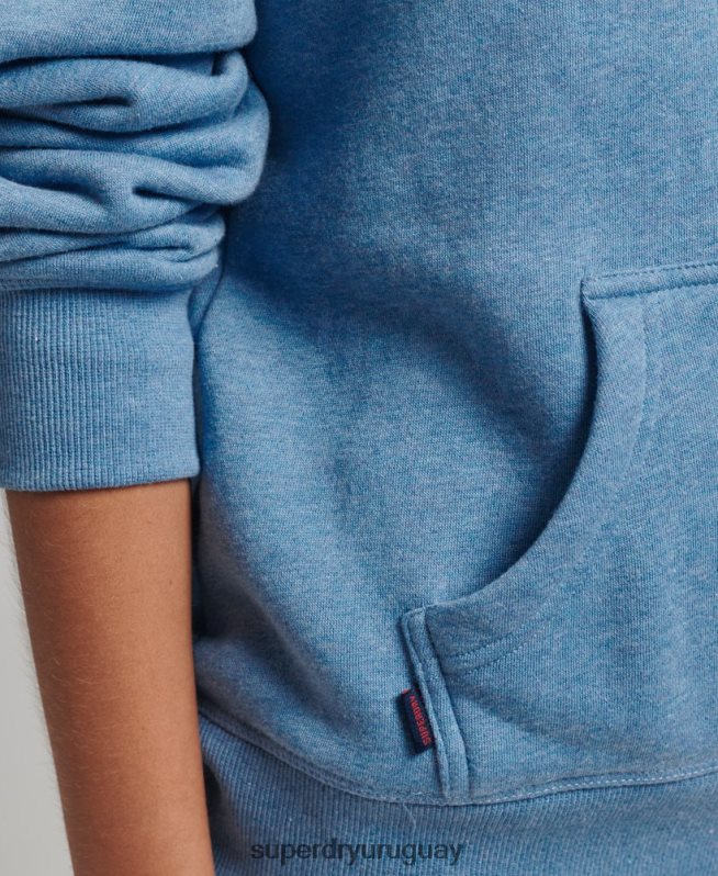 uy Superdry mujer sudadera con capucha y logo esencial de algodón orgánico azul DT2N8Z5746 ropa
