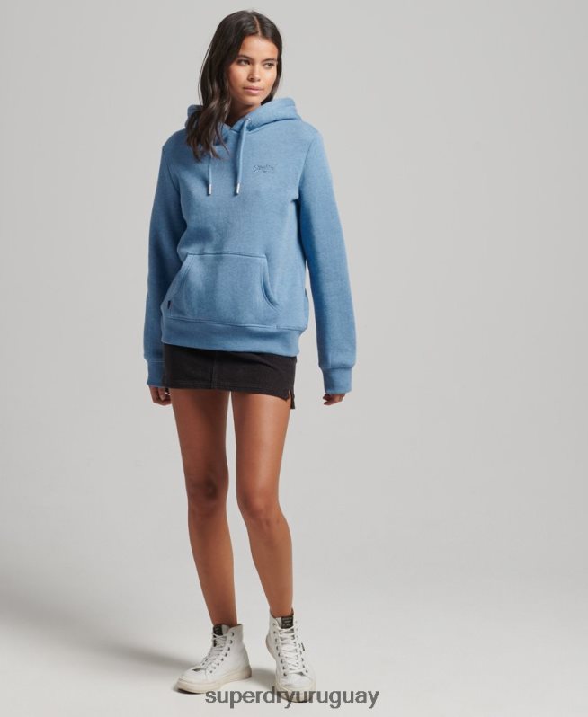 uy Superdry mujer sudadera con capucha y logo esencial de algodón orgánico azul DT2N8Z5746 ropa