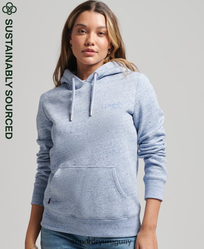 uy Superdry mujer sudadera con capucha y logo esencial de algodón orgánico azul claro DT2N8Z6117 ropa