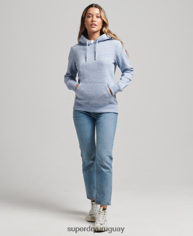 uy Superdry mujer sudadera con capucha y logo esencial de algodón orgánico azul claro DT2N8Z6117 ropa