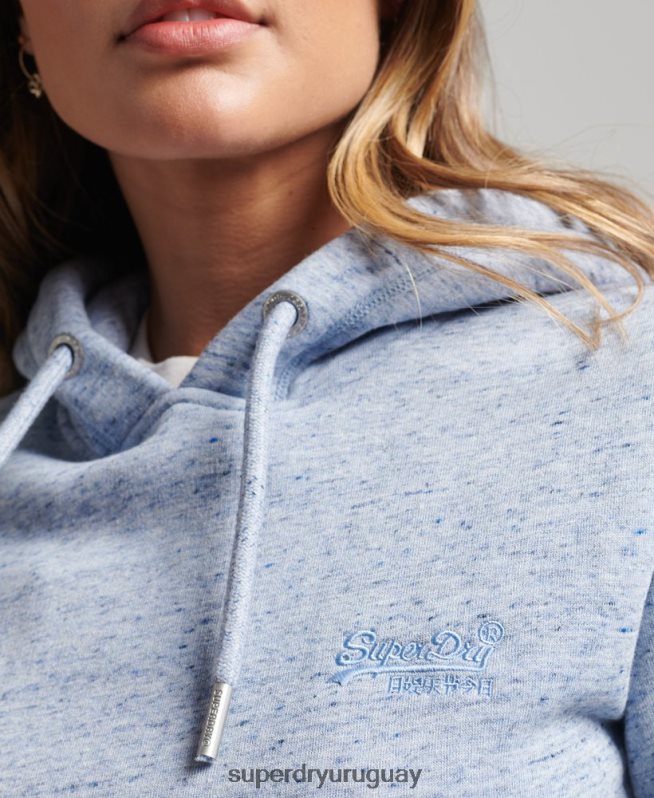 uy Superdry mujer sudadera con capucha y logo esencial de algodón orgánico azul claro DT2N8Z6117 ropa