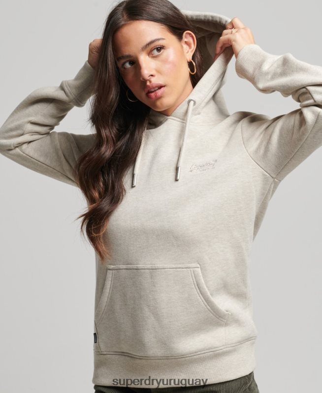 uy Superdry mujer sudadera con capucha y logo esencial de algodón orgánico crema DT2N8Z6151 ropa