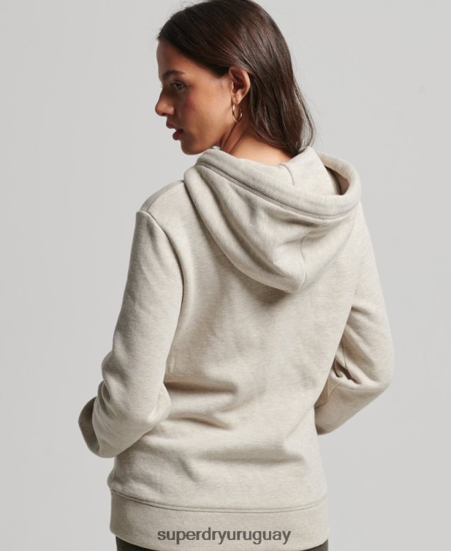 uy Superdry mujer sudadera con capucha y logo esencial de algodón orgánico crema DT2N8Z6151 ropa